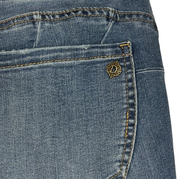 Democracy Petite SZ 10P “Ab”solution Jeans Distressed Stretch Elastic Waist Blue - Picture 7 of 10